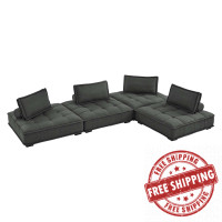 Modway EEI-5208-GRY Saunter Tufted Fabric Fabric 4-Piece Sectional Sofa Gray