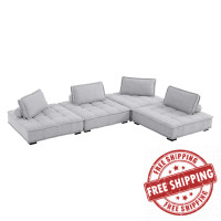 Modway EEI-5208-LGR Saunter Tufted Fabric Fabric 4-Piece Sectional Sofa Light Gray