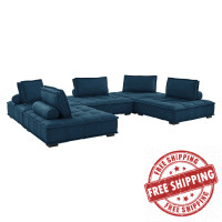 Modway EEI-5210-AZU Saunter Tufted Fabric Fabric 5-Piece Sectional Sofa Azure