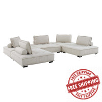 Modway EEI-5210-BEI Saunter Tufted Fabric Fabric 5-Piece Sectional Sofa Beige