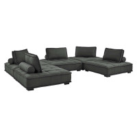 Modway EEI-5210-GRY Saunter Tufted Fabric Fabric 5-Piece Sectional Sofa Gray