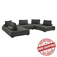 Modway EEI-5210-GRY Saunter Tufted Fabric Fabric 5-Piece Sectional Sofa Gray