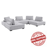 Modway EEI-5210-LGR Saunter Tufted Fabric Fabric 5-Piece Sectional Sofa Light Gray