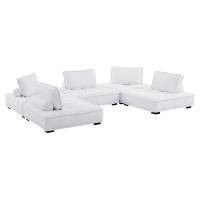 Modway EEI-5210-WHI Saunter Tufted Fabric Fabric 5-Piece Sectional Sofa White