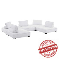 Modway EEI-5210-WHI Saunter Tufted Fabric Fabric 5-Piece Sectional Sofa White