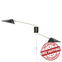 Modway EEI-5294-BLK Journey 2-Light Swing Arm Wall Sconce Black