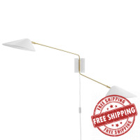 Modway EEI-5294-WHI Journey 2-Light Swing Arm Wall Sconce White