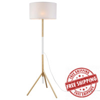Modway EEI-5305-WHI-NAT Natalie Tripod Floor Lamp White Natural