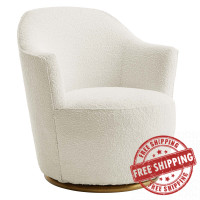 Modway EEI-5311-WHI Nora Boucle Upholstered Swivel Chair White