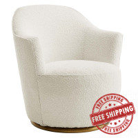 Modway EEI-5311-WHI Nora Boucle Upholstered Swivel Chair White