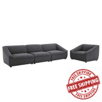 Modway EEI-5406-CHA Charcoal Comprise 4-Piece Living Room Set