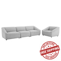 Modway EEI-5406-LGR Light Gray Comprise 4-Piece Living Room Set