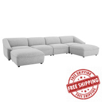 Modway EEI-5409-LGR Light Gray Comprise 6-Piece Living Room Set