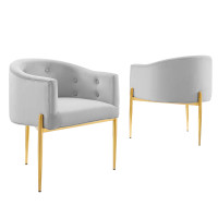 Modway EEI-5415-LGR Light Gray Savour Tufted Performance Velvet Accent Chairs - Set of 2
