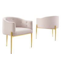 Modway EEI-5415-PNK Pink Savour Tufted Performance Velvet Accent Chairs - Set of 2