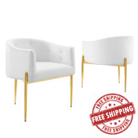 Modway EEI-5415-WHI White Savour Tufted Performance Velvet Accent Chairs - Set of 2