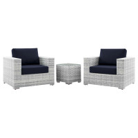 Modway EEI-5444-LGR-NAV Convene 3-Piece Outdoor Patio Set Light Gray Navy