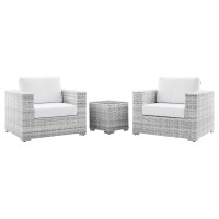 Modway EEI-5444-LGR-WHI Convene 3-Piece Outdoor Patio Set Light Gray White