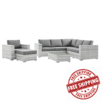 Modway EEI-5447-LGR-GRY Convene 6-Piece Outdoor Patio Sectional Set Light Gray Gray