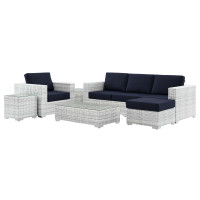 Modway EEI-5449-LGR-NAV Convene 6-Piece Outdoor Patio Set Light Gray Navy