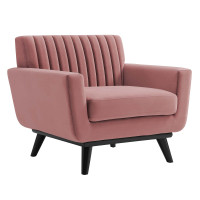 Modway EEI-5457-DUS Engage Channel Tufted Performance Velvet Armchair Dusty Rose