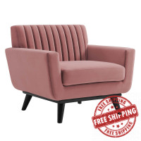 Modway EEI-5457-DUS Engage Channel Tufted Performance Velvet Armchair Dusty Rose