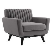 Modway EEI-5457-GRY Engage Channel Tufted Performance Velvet Armchair Gray