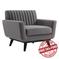 Modway EEI-5457-GRY Engage Channel Tufted Performance Velvet Armchair Gray