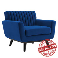 Modway EEI-5457-NAV Engage Channel Tufted Performance Velvet Armchair Navy