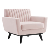 Modway EEI-5457-PNK Engage Channel Tufted Performance Velvet Armchair Pink