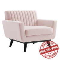 Modway EEI-5457-PNK Engage Channel Tufted Performance Velvet Armchair Pink