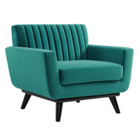 Modway EEI-5457-TEA Engage Channel Tufted Performance Velvet Armchair Teal