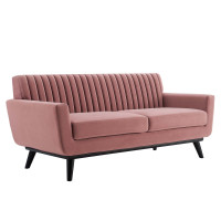 Modway EEI-5458-DUS Engage Channel Tufted Performance Velvet Loveseat Dusty Rose