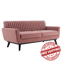 Modway EEI-5458-DUS Engage Channel Tufted Performance Velvet Loveseat Dusty Rose