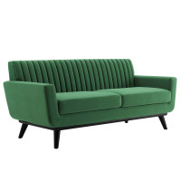 Modway EEI-5458-EME Engage Channel Tufted Performance Velvet Loveseat Emerald