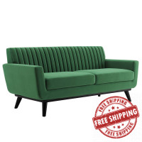 Modway EEI-5458-EME Engage Channel Tufted Performance Velvet Loveseat Emerald