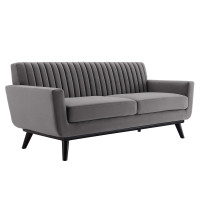 Modway EEI-5458-GRY Engage Channel Tufted Performance Velvet Loveseat Gray
