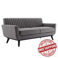 Modway EEI-5458-GRY Engage Channel Tufted Performance Velvet Loveseat Gray
