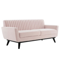 Modway EEI-5458-PNK Engage Channel Tufted Performance Velvet Loveseat Pink