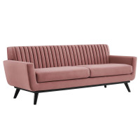 Modway EEI-5459-DUS Engage Channel Tufted Performance Velvet Sofa Dusty Rose