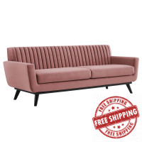 Modway EEI-5459-DUS Engage Channel Tufted Performance Velvet Sofa Dusty Rose