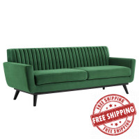 Modway EEI-5459-EME Engage Channel Tufted Performance Velvet Sofa Emerald