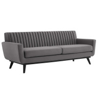 Modway EEI-5459-GRY Engage Channel Tufted Performance Velvet Sofa Gray