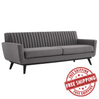 Modway EEI-5459-GRY Engage Channel Tufted Performance Velvet Sofa Gray