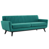 Modway EEI-5459-TEA Engage Channel Tufted Performance Velvet Sofa Teal