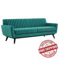 Modway EEI-5459-TEA Engage Channel Tufted Performance Velvet Sofa Teal