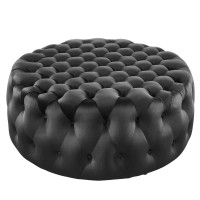 Modway EEI-5469-BLK Amour Tufted Button Large Round Performance Velvet Ottoman Black