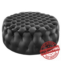 Modway EEI-5469-BLK Amour Tufted Button Large Round Performance Velvet Ottoman Black