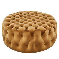 Modway EEI-5469-COG Amour Tufted Button Large Round Performance Velvet Ottoman Cognac