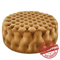 Modway EEI-5469-COG Amour Tufted Button Large Round Performance Velvet Ottoman Cognac